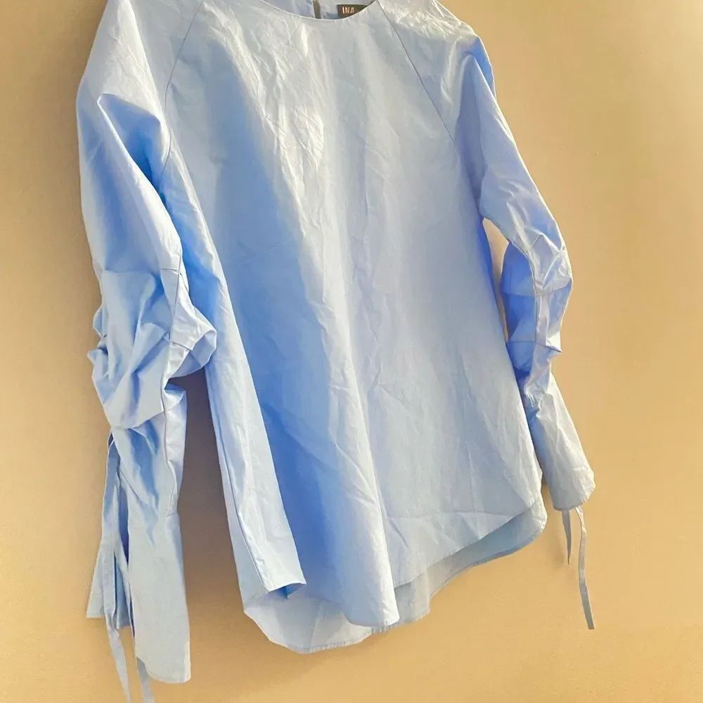 🔥INA Light Blue Long Sleeve Blouse Size: Medium 🎉